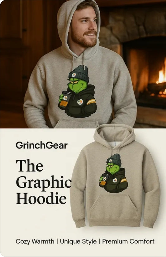 The grinch football DTF graphic Pullover Hooded Sweatshirt.  996M